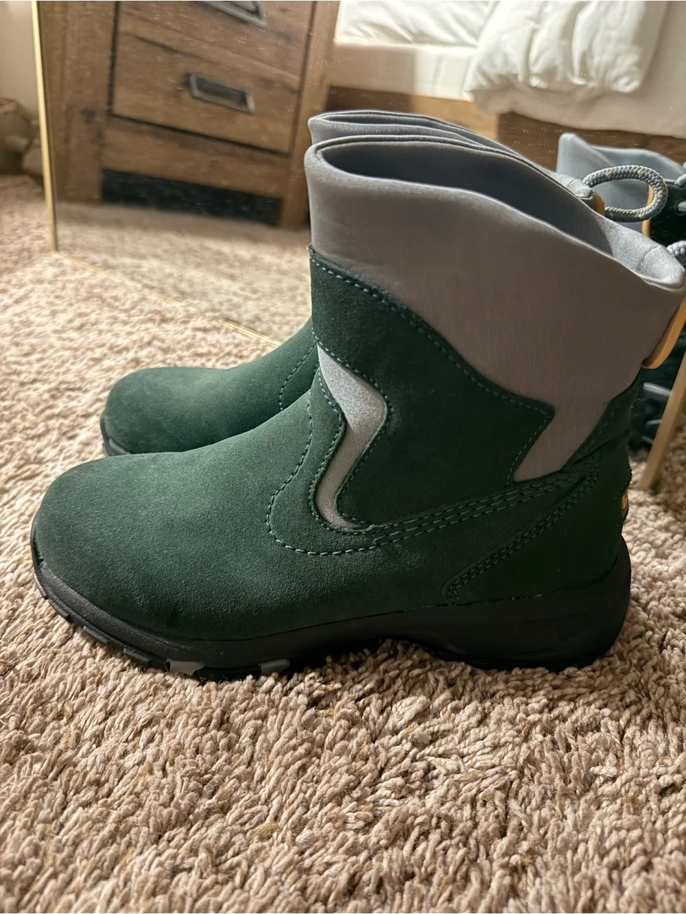 L.L. Bean Women’s Dark Green and Gray Waterproof Boots